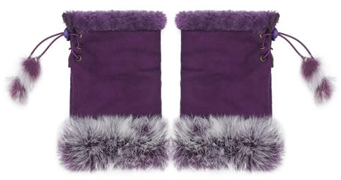 ZLYC Guantes clásicos de invierno para mujer, adolescentes, cálidos, de piel de conejo, manos sin dedos, Púrpura, Talla única