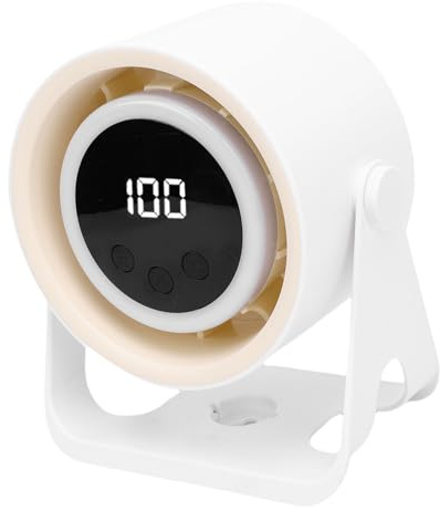 Alomejor Ventilador de Escritorio Recargable USB con Potente Motor, Ventilador de Enfriamiento Portátil con 5 Velocidades, para Acampar Al Aire de Dormitorio de Oficina, Luz Nocturna Ajustable,