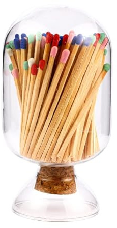 Match Holder,Match Bottle Clear Glass Match Cloche Jar, Fireplace Bottle, Striker Holder, Match Striker jar, Matches with - Fancy Home Bathroom Décor NOT Included(500ml)