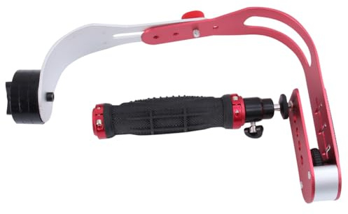 MOLUCKFU Stabilizzatore per Fotocamera Portatile Supporto per Macchina Fotografica Dslr Dv Videocamera per Video Impugnatura, Accessorio per Riprese in Movimento e Viaggi, Colore Rosso