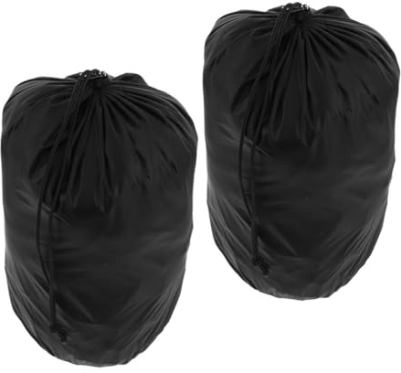 GANAZONO Bolsa Organizadora De Nailon Cordón, Bolsa De Viaje para Ropa y Chaquetas, Compresión Ligera para Viajes y Hogar, 2 Unidades Negro Diámetro 16.5x33 Cm