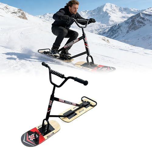 Lakenbroade Patinete de Nieve para Adultos con dirección de rotación Completa de 360°, Doble Hoja, Capacidad de 150 kg, esquí Todoterreno para Zonas Rurales y Parques.