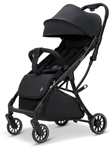 Osann Vegas Kinderbuggy bis 22 kg, klein zusammenklappbarer Reisebuggy | Leichter Buggy ab Geburt - 22 kg, Einhand-Faltmechanismus & Auto-Fold, stufenlose Liegeposition bis zur Liegefläche – Carbon