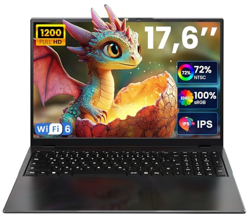jumper Laptop 17,6 Zoll, N95 CPU, Office 365, 16GB RAM 512GB SSD + 128GB eMMC, 100% sRGB FHD Display, QWERTY Leuchtende Tastatur, mit Deutscher Tastaturfolie, 7000mAh, WiFi-6, Notebook für Studenten.