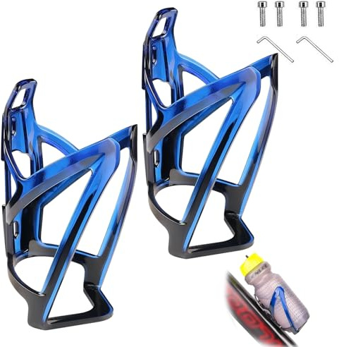 2 Pcs Bike Water Bottle Cages 35g Lightweight Bicycle Cup Holders Bike Bottle Holder with Screws Tool Bicycle Drinks Holder Set Cycling Kettle for MTB Road Bikes, Mountain and Kids Bikes (Black Blue)