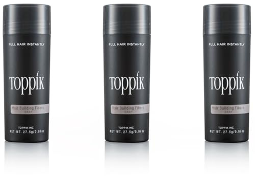 TOPPIK 3x 27,5 g Haarverdichter Streuhaar Haarverdichtung Schütthaar Hair Fibers Farbton Grau Gray