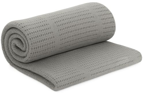 Adore Home Large 100% Cotton Cellular Soft Baby Blanket for Cot Pram Moses Basket, Grey, 100x150cm