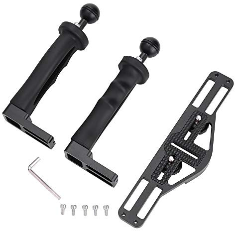 Dive Camera Tray Ebtools Dual Handheld Grip Bracket Kit Vassoio In Alluminio Con Impugnatura Doppia Impugnatura Per Custodia Subacquea Custodia Per Fotocamera (Nero)
