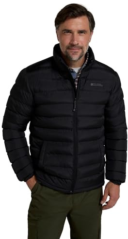 Mountain Warehouse Vista Mens Padded Jacket - Water-resistant, Warm & Iso therm Puffer Coat with Padded Insulation, Everyday Use - Spring Summer, Walking, Outdoors Black S