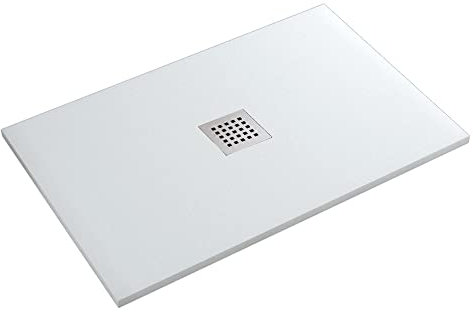 OLIMPO DOCCE - Piatto doccia in marmo resina effetto pietra con foro centrale Bianco Chic - 90x150