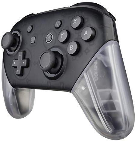 eXtremeRate Case Hülle für Nintendo Switch Pro Controller, Austauschbare Griffe Ersatzteile Shell Gehäuse Zubehör Set für Nintendo Switch Pro Controller-Transparent