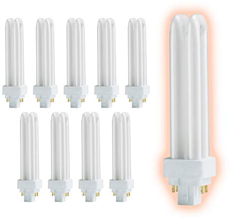 GoodBulb 13 Watt CFL Light Bulbs | 4 Pin G24Q-1 Base 2700K Soft White | 13W High Output 900 Lumens | Double Tube Compact Fluorescent Light Bulbs Plug-in | 10 Pack