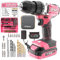 Hi-Spec Perceuse Visseuse sans Fil 18V Rose, Multifonction, Batterie Li-Ion, 58 Accessoires pour Bois et Métal, Kit Bricolage Complet pour Entretien Domestique