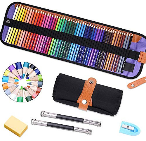TOPSEAS Matite Colorate Set,Set da 50 Pezzi Pastelli Colorati,Ideali per Sfumare e Stratificare,Art Supplies per Libri da colorare per Adulti o per Il Materiale Scolastico dei Bambini