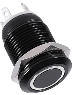 EVGATSAUTO LED-Druckschalter Auto 12mm 2A LED-Licht Momentan-Druckknopfschalter LED-Momentum-Verriegelungsschalter umschalten Schwarzes Gehäuse(Weißes Licht)