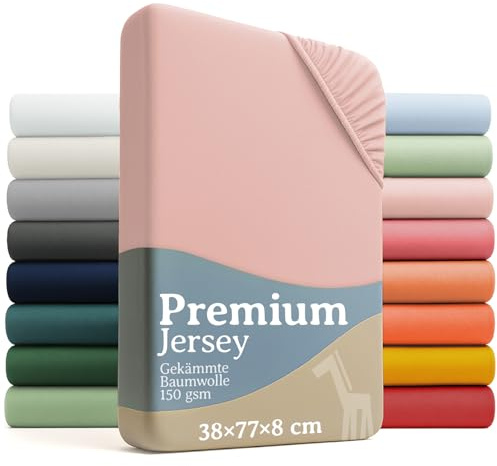 Laleni Premium Spannbettlaken, 38x77cm, für Babybett & Kinderbett, 100% Baumwolle, Oeko-TEX Zertifiziert, Rosa