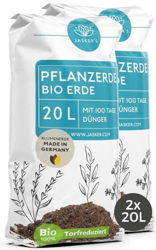 Bio Pflanzerde 40 L (2x20L) - Erde für Pflanzen, Bäume, Stauden & Sträucher mit 40% weniger Torf - Universalerde - Gartenerde - Erde Garten - Erde für Bäume, Stauden & Sträucher - Pflanzenerde