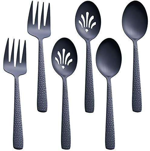 FULLYWARE Servierutensilien-Set, 24,1 cm, Edelstahl, großer Servierlöffel und Serviergabel, mattes Schwarz