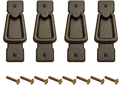 HARMAC HOUSE Vintage Drop Handles Antique Bronze Door Ring Pull Handles Kitchen Cabinet Cupboard Chest of Drawer Vintage Bronze Drop Ring Pull Handles (4)