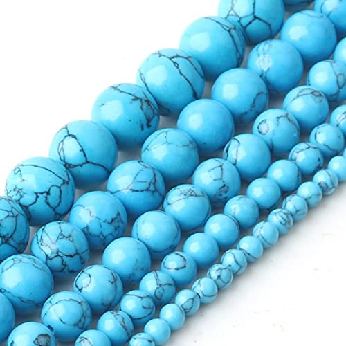 Naturstein, Türkis, Achate, Tigerauge, runde, lose Steinperlen, 4/6/8/10/12 mm, geeignet für die Herstellung von DIY-Charme-Schmuck, blauer Howlith, 4 mm, ca. 91 Stück