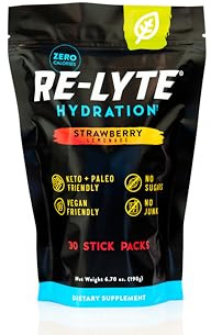 REDMOND Re-Lyte ELECTROLYTE Drink Mix STRAWBERRY LEMONADE Bolsa 30 x 6,3 g sobre - Electrolitos en polvo, sin azúcar, con auténtica Real Salt y más de 60 minerales y oligoelementos esenciales
