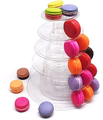 Venga amigos Rotondi Torre di Macaron 6 Livelli Supporto per Cupcake Trasparente Alzata per Torte per Feste di Compleanno Matrimonio Dessert Cibo Pasticceria