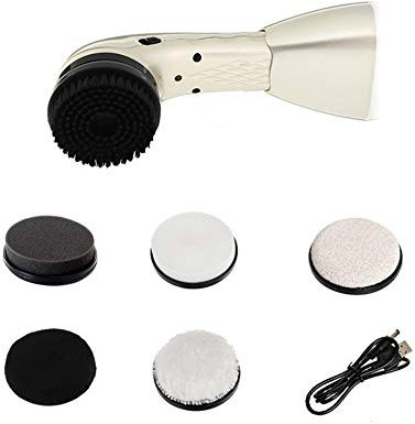 Brosse à chaussures électrique, cireuse à chaussures électrique à main, cireuse à chaussures portable avec cireuse à chaussures rechargeable avec batterie rechargeable et brosses à chaussures à 6 têt