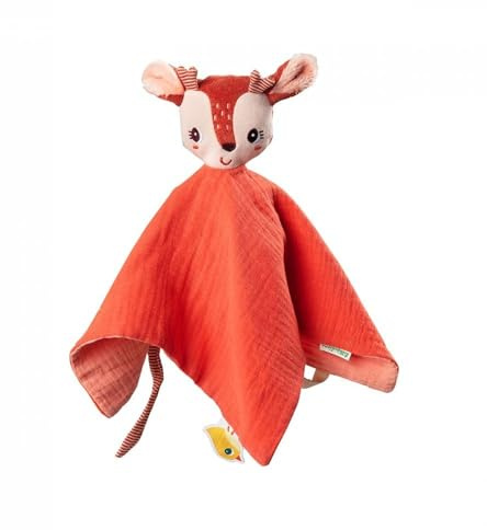 Lilliputiens - Kuscheltuch Marionette Stella das REH - Aus Bio-Baumwolle - Mit Schnullerhalter und Namensetikett - Sehr weiche Textur - 32 x 32 cm - Ab Geburt - 83385