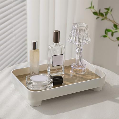 CECOMBINE Vanity Tray, Wooden Bathroom Storage Tray Toilet Tank Holder for Cosmetics Jewellery, Decorative with Base Perfumes, Soaps, Jewelry, Tableware