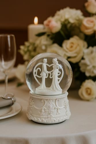 Elegante palla di neve a forma di ballerina – 100 mm – sfera musicale glitterata a batteria – tema sogni rosa – ornamento ballerina – regalo per ragazze e decorazione per la casa