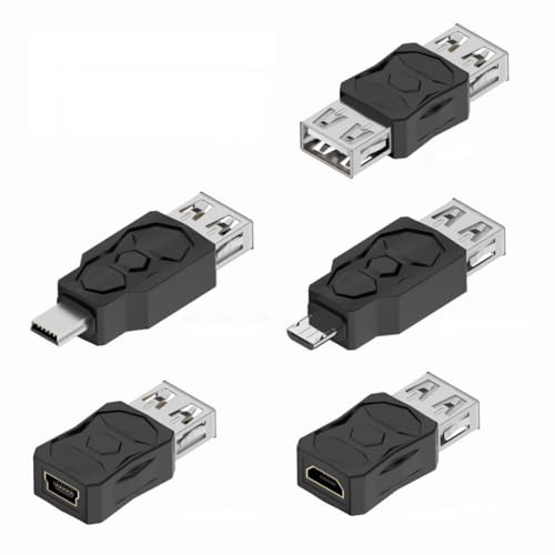 chenyang Paquete de 5 conectores USB 2.0 micro USB y mini USB de 5 pines a USB 2.0 OTG adaptador convertidor de carga de datos