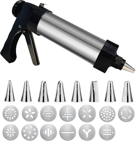 Zaruatu Cookie Press for Baking Cookie Press Gun 13 Cookie Discs & 8 Icing Baking Kits Perfect for DIY Cookie Maker and Cake Icing