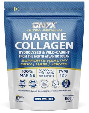 Onyx Marine Collagen Powder 10000mg – Hydrolyzed Type I & III Collagen Peptides – Unflavored, High Absorption Supplement for Hair, Skin, Nails & Joints – Non-GMO, Keto & Paleo Friendly