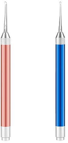 Rose Gold+Blau (2Stk.) Wasserdichte Taschenlampe Ohrenstäbchen Ohrenschmalz-Reiniger mit LED-Licht, leuchtende Ohr Kürette Löffel Reinigungswerkzeug, Taschenlampe Ohrenstäbchen Ohrenschmalz-Reiniger