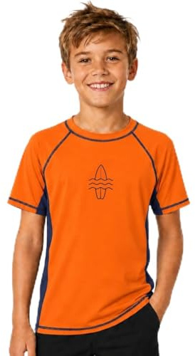 Glimnerize Pojkar Rashguard badskjorta kortärmad UV-skjorta badskjorta rund krage badmode torkning 104-164..