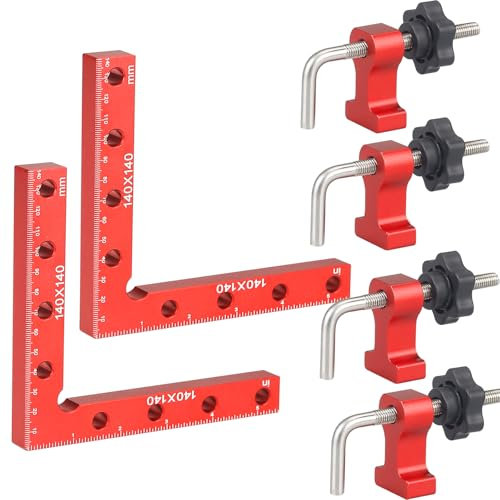 90 Grad Positionierwinkel 140mm/5,5 Zoll - Rechtwinklige Klemmen aus Aluminiumlegierung,90 Grad Winkel Klemme Positionierwinkel,L-Type Eckklemme für Holzbearbeitungs,Schränke,Bilderrahmen, Boxen