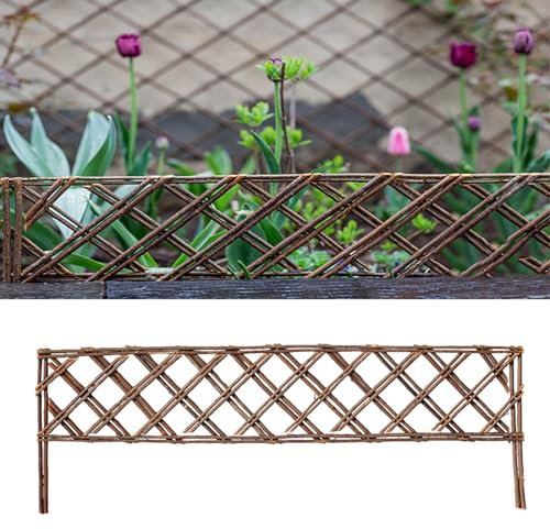 Weptrivion Willow Edging, Staketenzaun 100cm hoch, natürliche Weideneinfassung, Weidenzaun, Gartenrasen-Innenhofzaun zur Dekoration des Hofes(Color:C,Size:35 * 100cm)
