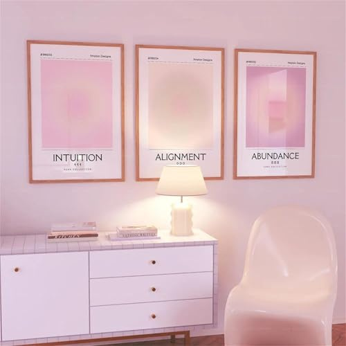 Uixxducc Rosa Aura Poster Set Leinwand Bilder, Aura Bilder Aesthetic Room Decor Posters Bilderset ohne Rahmen, Wandbilder Wohnzimmer Schlafzimmer Deko (30x40cm)