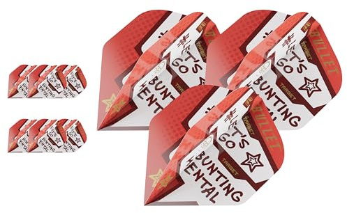 Target Darts Stephen Bunting Flights, 9er Pack - NO.2/NO.6/Ten-X Pro Ultra Dart Flights in Rot, Weiß und Schwarz, Dart Flight Multipack, Profi Dart Zubehör
