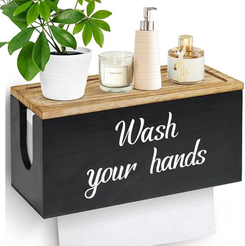 Niciksty Dispensador de Toallas de Papel de Madera para Montaje en Pared, Dispensador de Toallas de Papel con Tapa para Mostrador Plegado en C, Plegado en Z, Plegado en Tríptico para Baño y Cocina