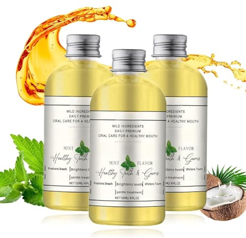 Aceite de coco para enjuague bucal, enjuague bucal con aceite de coco para enjuague bucal, enjuague bucal blanqueador de dientes natural, aceite de coco para un aliento fresco y blanqueamiento de dien
