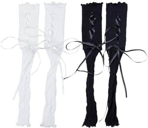 Danlai Lolita Spitzenärmel Y2k Gothic Spitze Armärmel Damen Dünne Sommer Fingerlose Handschuhe Aushöhlung Halloween Cosplay Kostüm