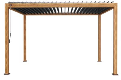 LECO-Lamellenpergola Deluxe – stilvolle Aluminium-Pergola 4 x 3 m mit Lamellen – Holzoptik