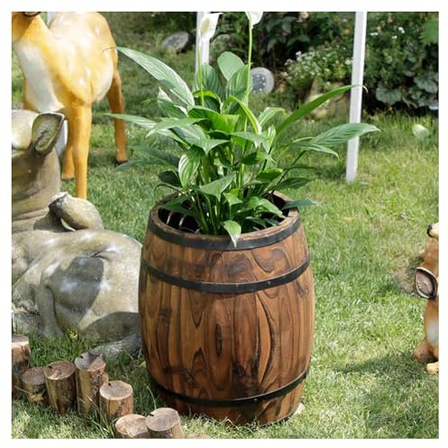 GZHERVICES Jardinières en tonneau, seaux à Fleurs Ronds, Support de tonneau à vin Vintage en Bois, jardinière avec Trou de Drainage, pour la décoration intérieure(42x100cm/16.53x39.37in)