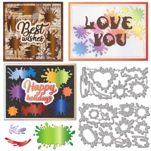 GLOBLELAND Stanzformen Mit Farbspritzern Und Flecken Für DIY Scrapbooking Metallkunst Malerei Stanzformen Flecken Hintergrund Stanzungen Für Kartenherstellung Prägung Fotoalbum Basteldekor