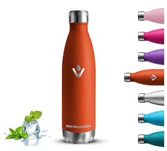 Borraccia- 500 ml- Borraccia Termica, Senza BPA, Bottiglie Acciaio Inox, Senza Perdite, Borracce Metallo, Acciaio Inossidabile 18/8, Bottiglia Termica per Scuole, Uffici, Viaggio, Campeggio, Caffè