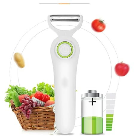 GTHTUHFD Pelapatate Elettrico, Pelapatate Elettrico Portatile per Frutta E Verdura, Set Professionale con 3 Lame Intercambiabili, Gadget da Cucina Ricaricabili Tramite USB P