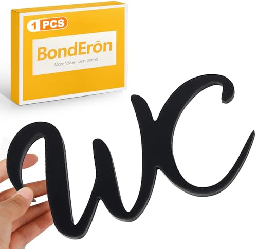 BondEron WC Schild 15x10 cm, Selbstklebend Ohne Bohren, Toilettenschild Robustes Acryl Modern, Türschild für Innenbereich Öffentliche Toiletten Büro, Schwarz