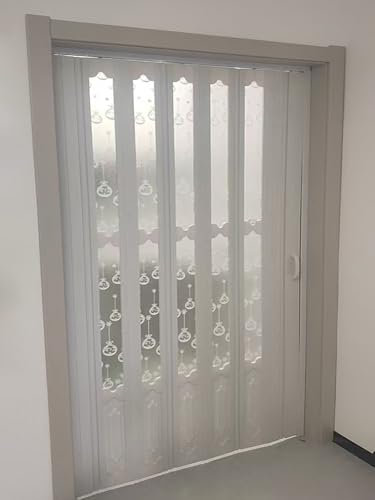 Falttür aus PVC, große Faltschiebetüren für Türrahmen, Küche, Bad und Schrank, Kunststoff-Innenraum-Trennwand, versteckte temporäre Tür, benutzerdefinierte Größe (B x H 126 x 203 cm)