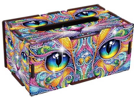 JICFDAO Pop Art Taschentücher Box Katze 22.5x12.7cm Diamond Painting Tissue Box Diamant Malerei Tücherbox Relaxing Anfängerfreundlich Praktisch Dekorativ Einzugsgeschenk für Küche Restaurant und Café